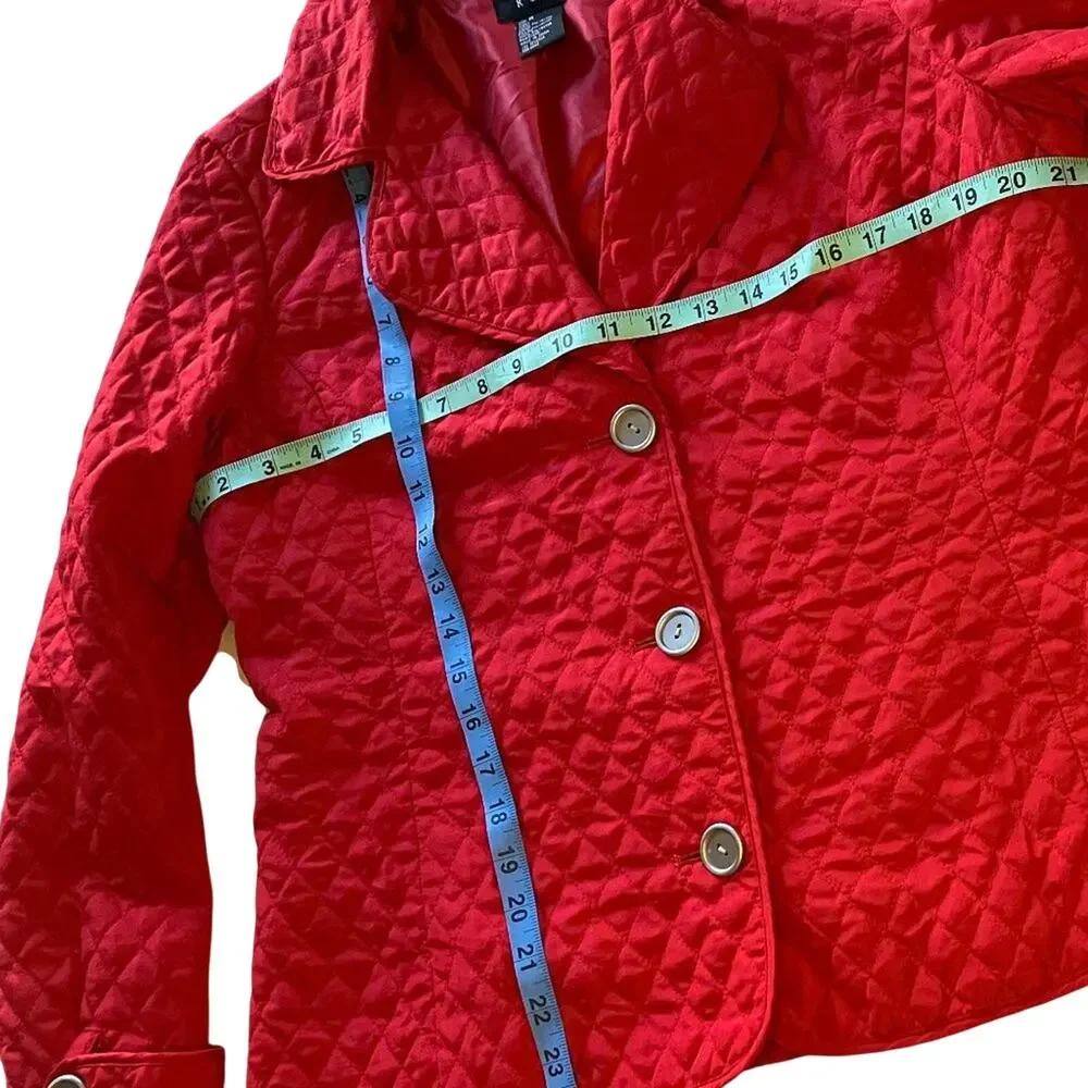 Red Quilted lightweight Button Jacket By R.Q.T. Size M - Picture 9 of 12